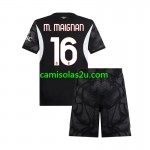 Camisolas de futebol AC Milan Mike Maignan 16 Guarda Redes Criança Equipamento Principal 2024/25 Manga Curta